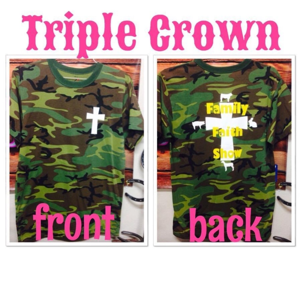 Camo t-shirt. Family Faith Show.